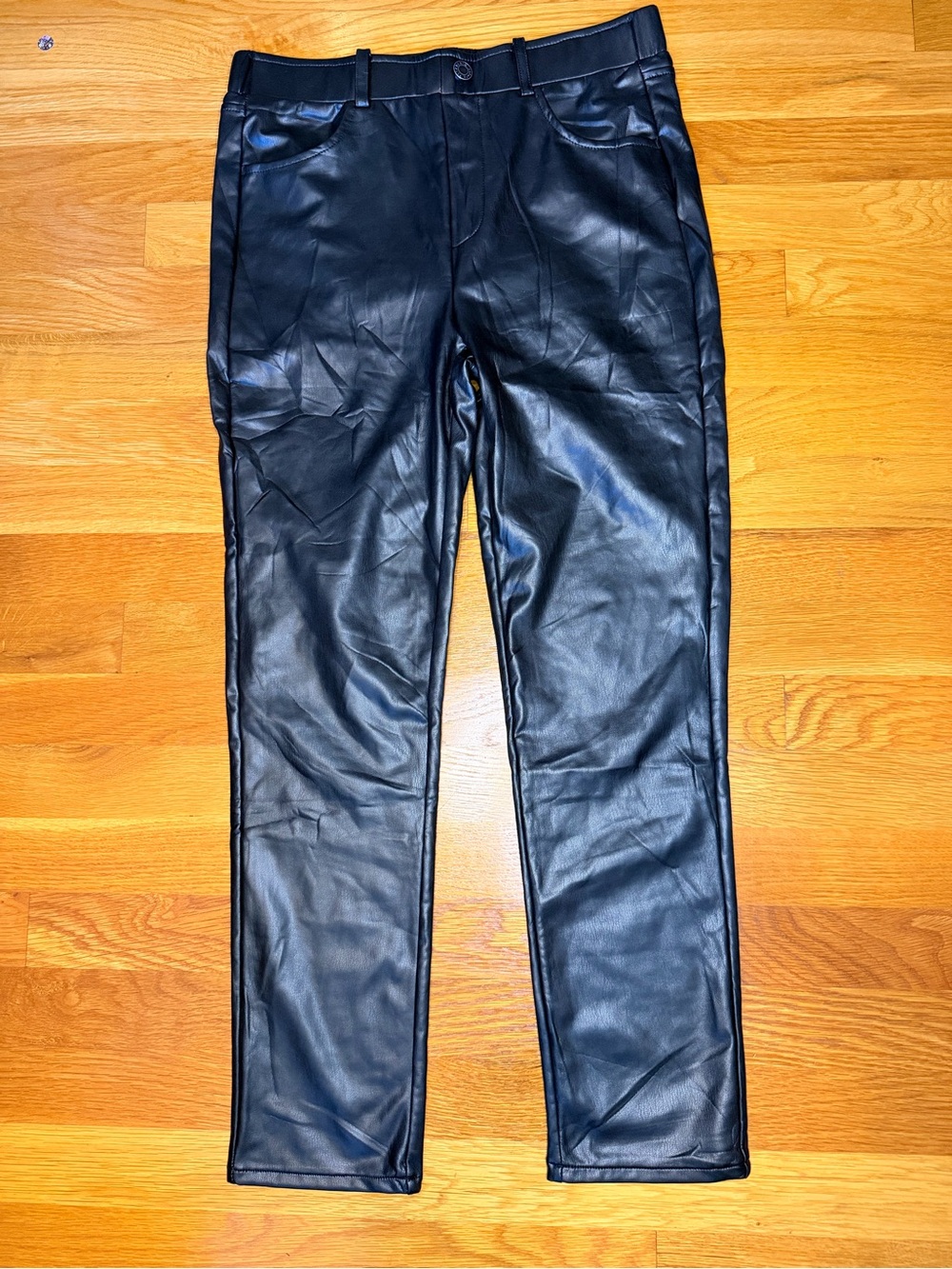 NWT Halara Black Faux Leather Skinny Pants Small Stretch High Rise Pockets